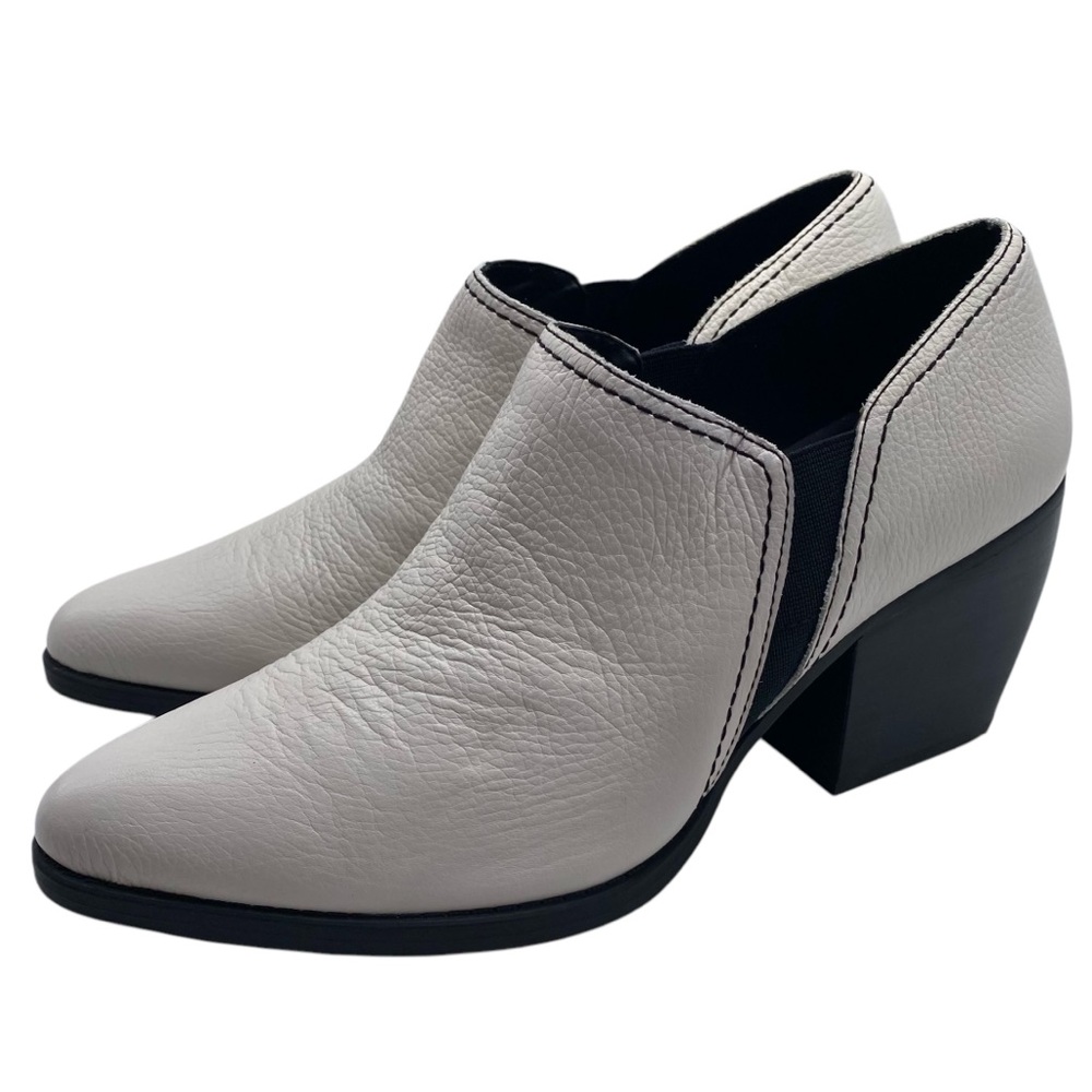 Naturalizer Womens Shoes Femma Booties Sz 9 White Leather Heeled Ankle Comfort